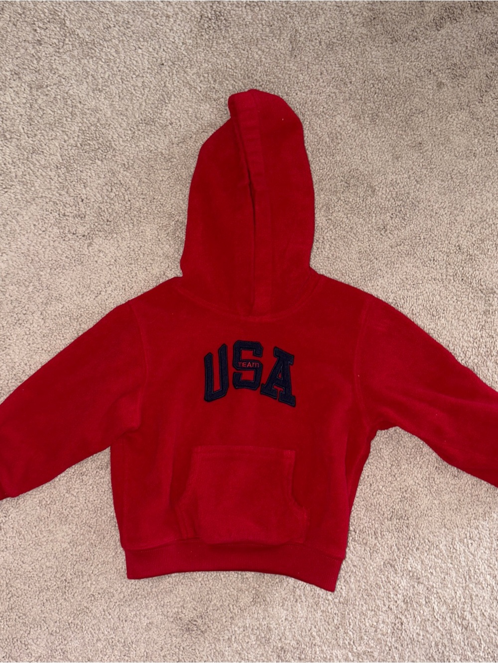 Kids Red USA Hooded Sweatshirt - Casual Pullover Size: 2T